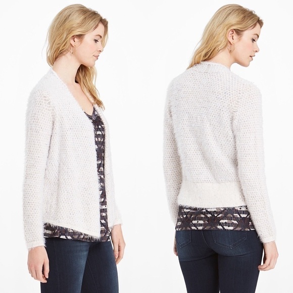 New Nic+Zoe The Right Fluff Eyelash Open Front Cardigan in Neutral Mix - Picture 9 of 10